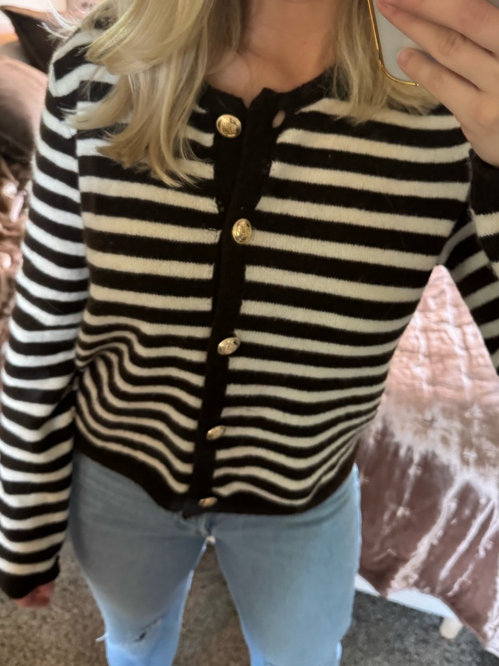 Brown Striped Cardigan